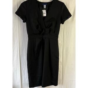 J. Crew NWT Black Short Sleeve V-Neck 100%  Wool Dress Size 2